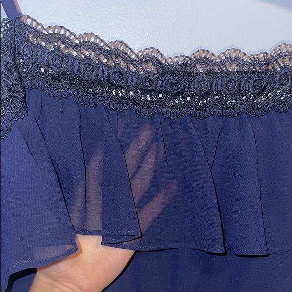 Navy Blue Off-Shoulder Dress - Picture 3 of 4